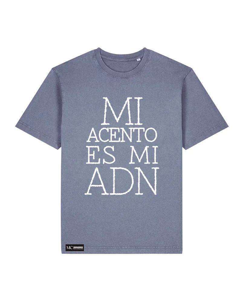 Camiseta Unisex "Mi Acento" Azul Vintage